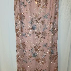 Daphne flutter column blush embroidered and sequined gown